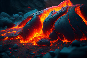 Lava melting moving realistic 4K created by AI technology