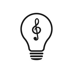 The idea of a creative light bulb with a violin key.