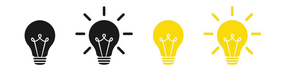 Lamp icons set. Idea lamp icon collection. Flat style - stock vector