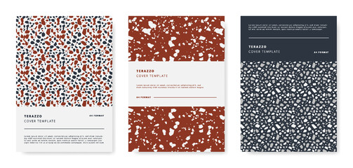 Terrazzo abstract cover page templates. Universal abstract layouts. Applicable for notebooks, planners, brochures, books, catalogs