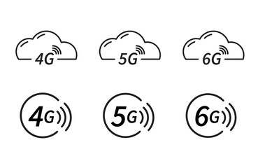 6G icon symbol, 4G 5G vector internet icon set on white background. for icon app web banner logo button - Vector