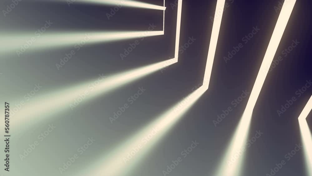 Poster Digital loop animation of bright strips of light on dark background 3d rendering