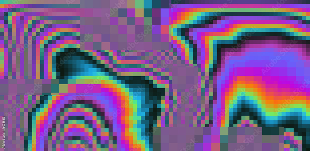 Poster Texture of a glitched and distorted computer screen with random pixel noise.