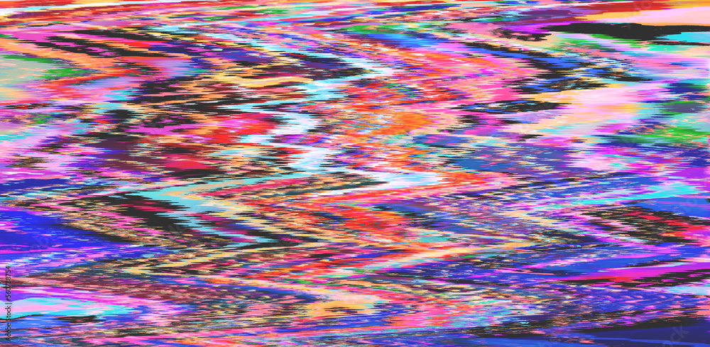 Poster abstract retrowave background with digital pixel noise glitch artifacts like in old video vhs tape.