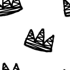 Seamless pattern of sprayed crown with overspray in black over white. Vector illustration template