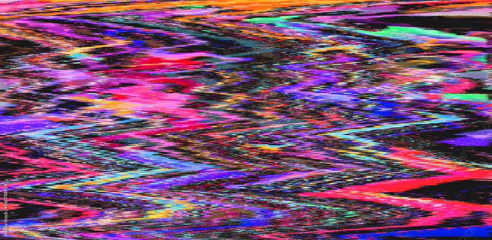 Poster abstract retrowave background with digital pixel noise glitch artifacts like in old video vhs tape.