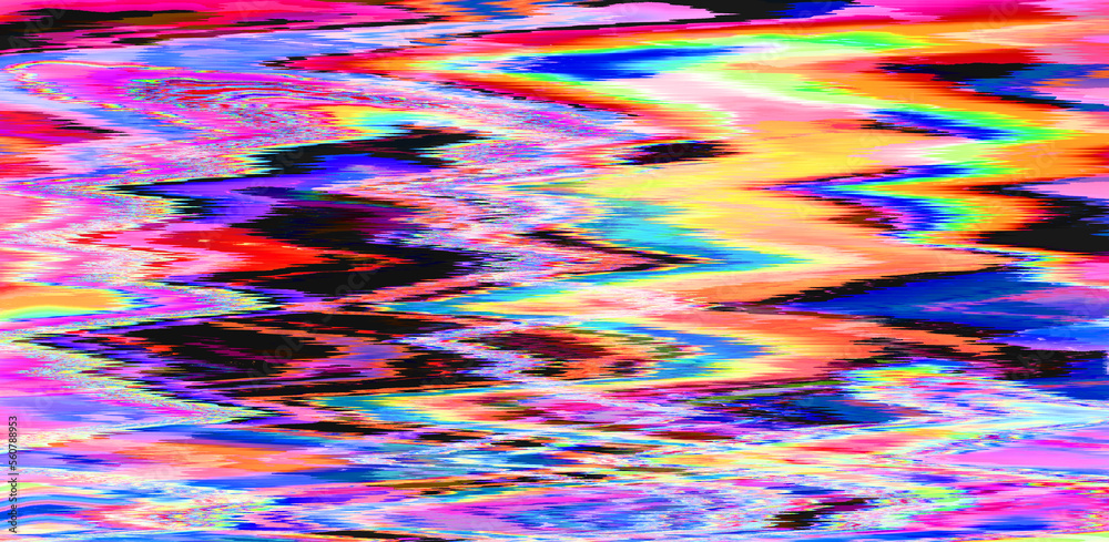 Poster Abstract retrowave background with digital pixel noise glitch artifacts like in old video VHS tape.