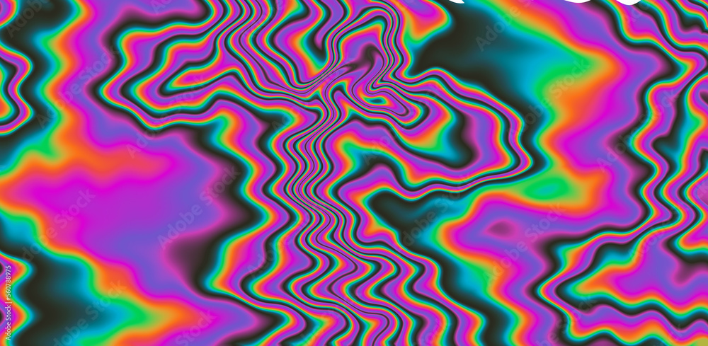 Poster abstract trippy background with ebru marbling texture in acid vivid colors.