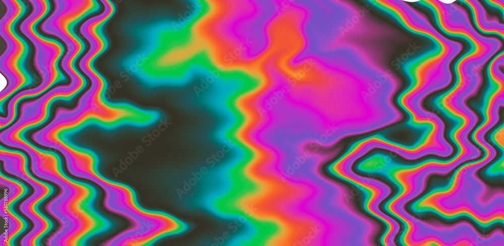 Poster abstract trippy background with ebru marbling texture in acid vivid colors.