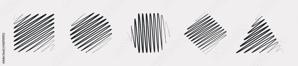 Aufkleber Hand drawn line sketch set. Vector scribble doodle linear for message note mark design element. Pencil or pen graffiti elements or draft illustration. 10 EPS.