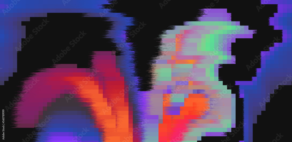 Aufkleber Glitched and pixelated screen of a computer. Abstract background with digital noise artifacts.