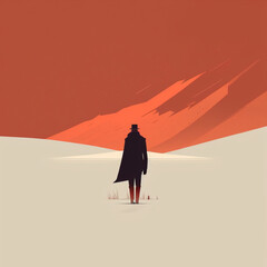 Minimalist Illustration Featuring a Person walking into the Unknown