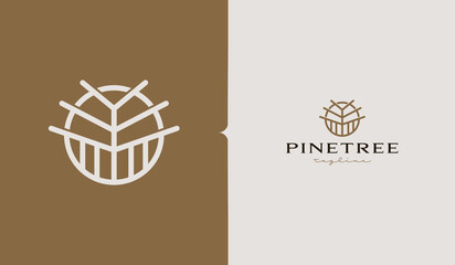 Pine Tree Monoline Logo Template. Universal creative premium symbol. Vector illustration
