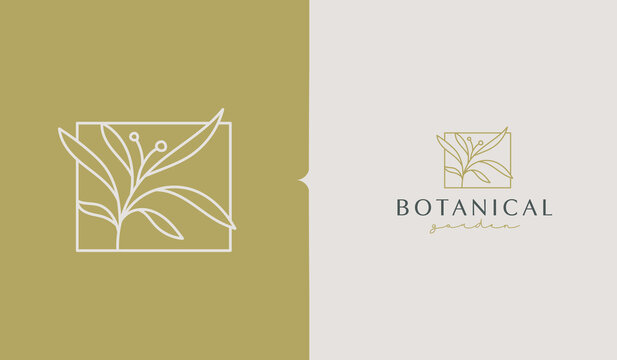 Leaf Plant Flower Monoline Logo. Universal creative premium symbol. Vector sign icon logo template. Vector illustration
