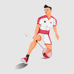 Fototapeta na wymiar illustration vector graphic of male badminton athlete, Good for badminton sport poster or badminton flyer