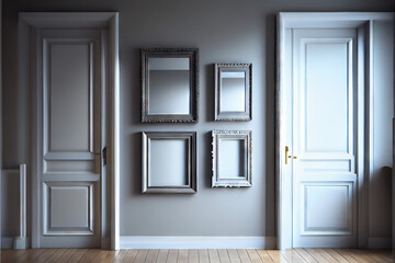 Obraz na płótnie Canvas Empty frames in a modern stylish house