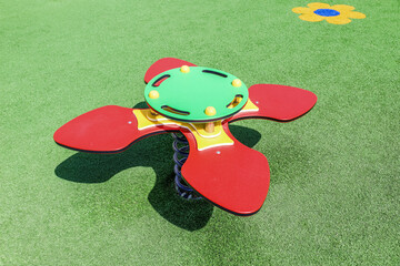 Spring seesaw on children's playground