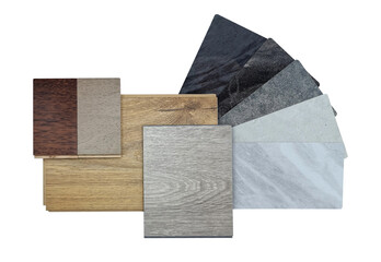 multi type of interior finishing material samples including wooden vinyl and engineered flooring...