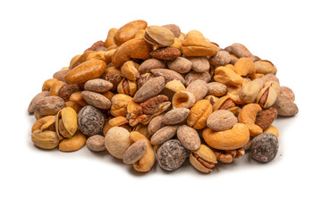 A group of almonds, pistachios, walnuts, macadamia, cashews.