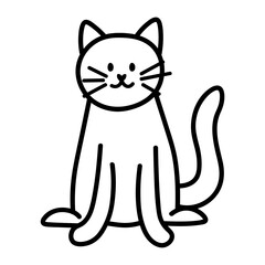 Doodle cartoon line illustration of cute cat. Graphic doodle sketch of cute kitten
