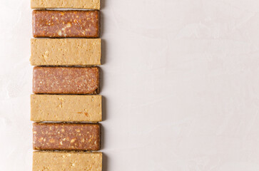 Cereal bars of healthy food from oatmeal without sugar