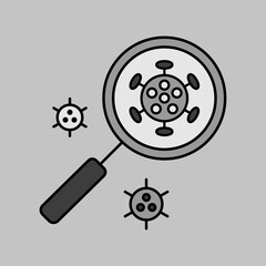 Coronavirus under magnifying glass vector icon