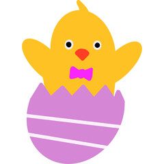 Easter chick in purple egg