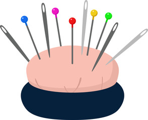 vector pincushion with pins and needles