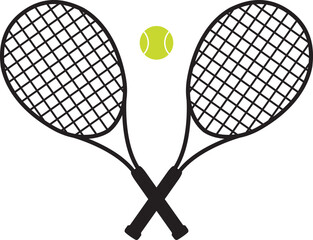 vector crossed tennis rackets and tennis ball