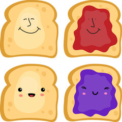 vector funny cartoon of toast bread slice