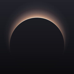 Black geometric abstraction. Dark background. Solar eclipse. Vector design - 560795375