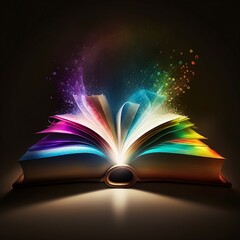 open book with glowing lights