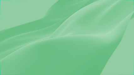 Abstract tenderness green silk background luxury wave cloth satin pastel color fabric. Luxurious care liquid wave splash, wavy fluid texture. Fluttering material. 3D animation motion design wallpaper