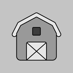 Farm barn vector grayscale icon. Farm animal sign