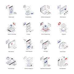 Collection of API Management Isometric Icons 

