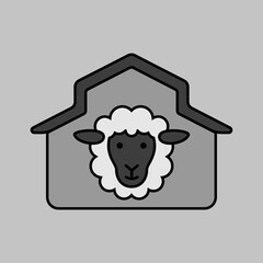 Sheep house vector icon. Farm animal sign