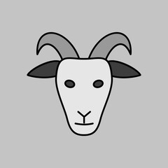 Goat vector grayscale icon. Animal head sign