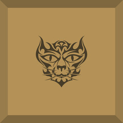 tribal cat head simple logo for a symbol or icon