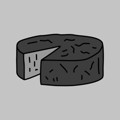 Soft cheese with mold vector grayscale icon
