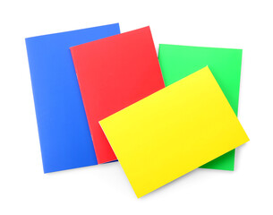 Colorful notebooks isolated on white background