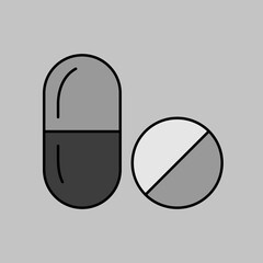 Tablets and pill vector icon. Medical sign