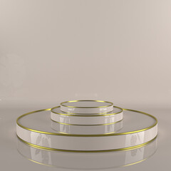 Abstract geometric podium background. Minimalist primitive shapes. Modern mockup. Blank template. Empty showcase. 3d render of shop display