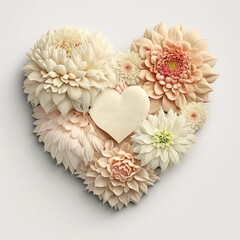 Romantic floral heart with pastel flowers. Valentine' day