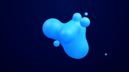 Metaverse 3d abstract background with droplets blue metaball molten wax merge fly drops liquid bio bubbles transformation seamless loop 4k metaspheres meta ball notion design render for presentation