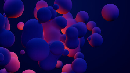 Metaverse 3d render morphing animation pink purple abstract metaball metasphere bubbles art sphere...