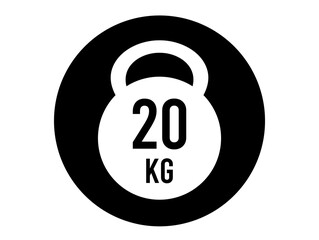 20 kg weight icon. Vector weight in kilograms isolated on white background