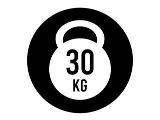 30 kg weight icon. Vector weight in kilograms isolated on white background