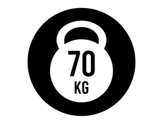 70 kg weight icon. Vector weight in kilograms isolated on white background