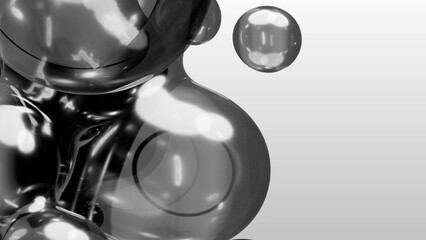 3d render motion design wallpaper animation business presentation monochrome grey white metaball...