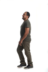 Fototapeta premium happy man walking on white background